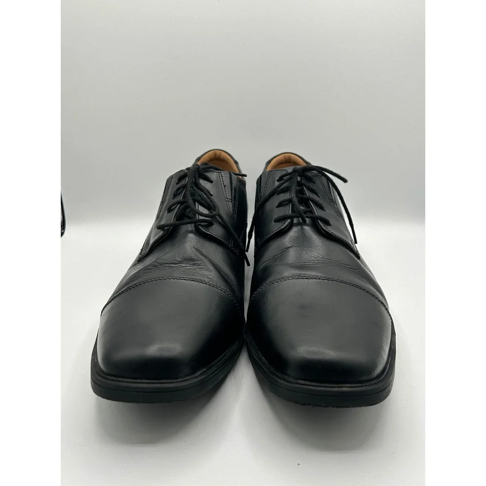 Clarks Collection Tilden Cap Men Black Leather Derby Dress Shoes Size 14 M